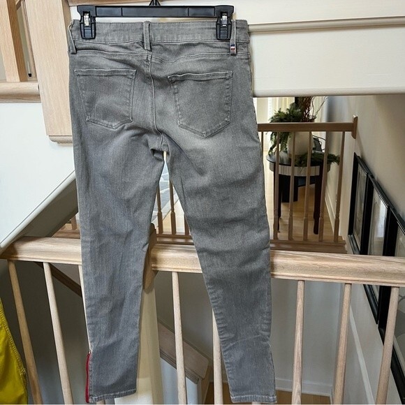 Etienne Marcel Ankle Zip Skinny Jeans Light Gray Red Zipper Style 26 - Picture 11 of 13